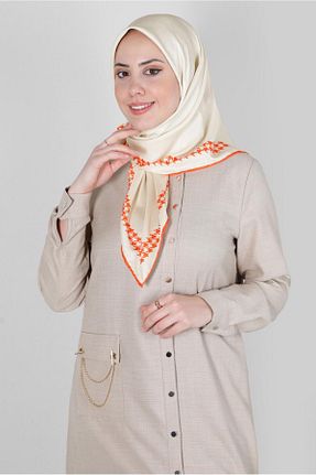 روسری نارنجی پلی استر Alvina - کد 804945461