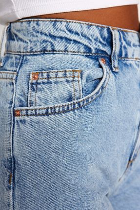 شلوار جین آبی زنانه پاچه گشاد فاق بلند جین استاندارد کد 805038779
