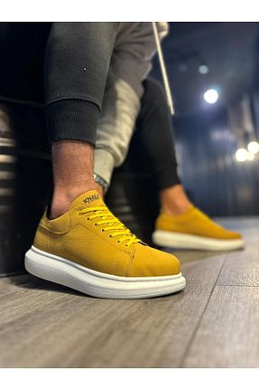 کفش اسنیکر زرد مردانه بند دار BZ Moda - کد 805051412