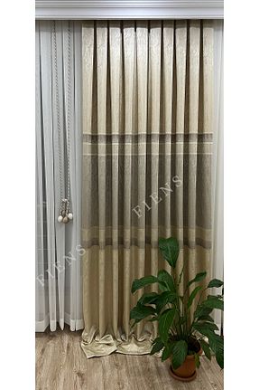 پرده زمینه بژ پلی استر FİENS - کد 799830548