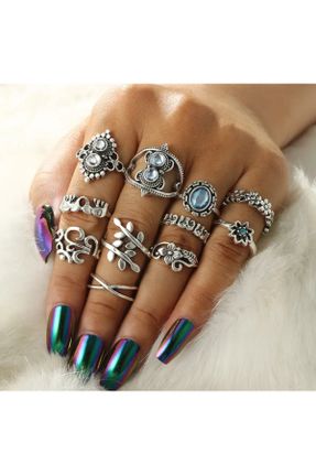 انگشتر جواهر آبی زنانه فلزی کد 804411273