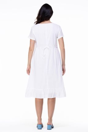 لباس سفید زنانه بافتنی پنبه (نخی) رگولار آستین-کوتاه بیسیک کد 771158364