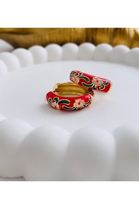 گوشواره جواهر قرمز برنجی VNS Accessories - کد 804786187