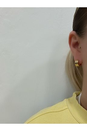 گوشواره استیل (فولاد) طلائی زنانه استیل ضد زنگ MAT STORE - کد 804780511