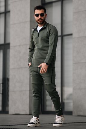 ست بالاتنه و پائین تنه خاکی مردانه بافتنی MADZEYMODA - کد 804967314