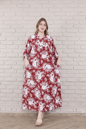 لباس سایز بزرگ زرشکی زنانه بافتنی mervemoda - کد 805020835