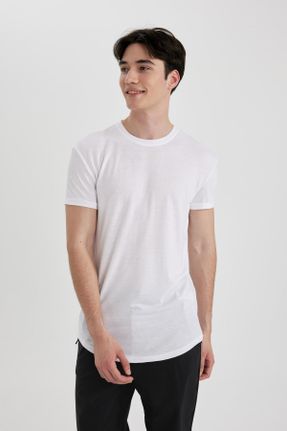 تی شرت سفید مردانه یقه گرد رگولار تکی کد 804929951