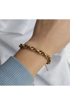 دستبند استیل طلائی زنانه فولاد ( استیل ) کد 805142461