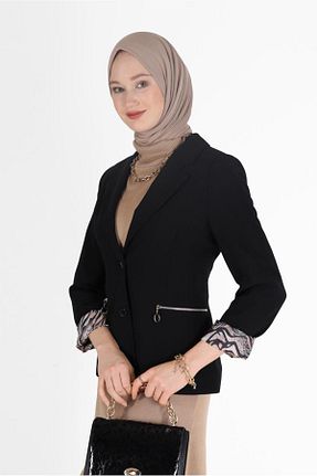 کت مشکی زنانه رگولار پلی استر جیب فیک بدون آستر کد 804494057