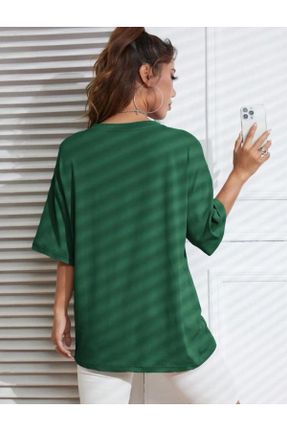 تی شرت سبز زنانه اورسایز پنبه - پلی استر کد 804561748