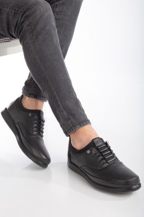 کفش کژوال مشکی مردانه چرم طبیعی پاشنه کوتاه ( 4 - 1 cm ) پاشنه ساده کد 804577781