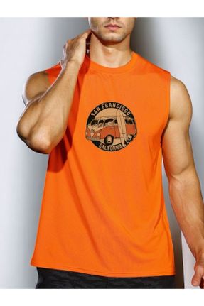 تی شرت نارنجی زنانه اورسایز یقه گرد پلی استر کد 804569810