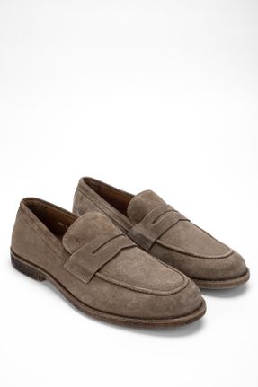 کفش لوفر قهوه ای مردانه چرم طبیعی پاشنه کوتاه ( 4 - 1 cm ) کد 756138054