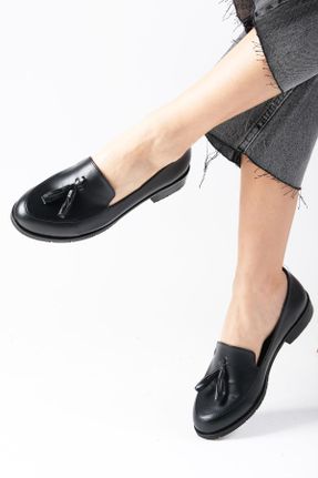 کفش آکسفورد مشکی زنانه چرم مصنوعی پاشنه کوتاه ( 4 - 1 cm ) کد 47197126