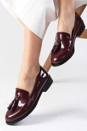 کفش آکسفورد زرشکی زنانه چرم مصنوعی پاشنه کوتاه ( 4 - 1 cm ) کد 36490175