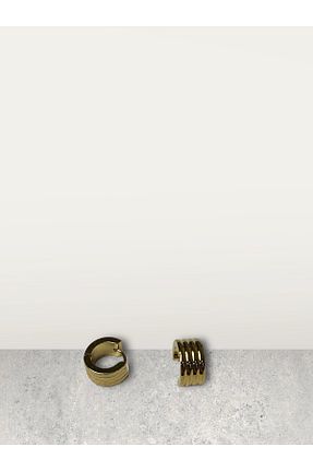 گوشواره استیل (فولاد) طلائی زنانه استیل ضد زنگ MAT STORE - کد 804780511