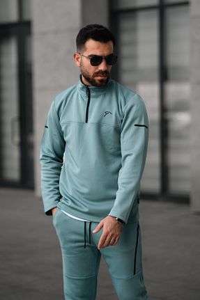 ست بالاتنه و پائین تنه سبز مردانه بافتنی MADZEYMODA - کد 804792112