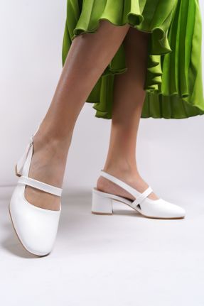 کفش پاشنه بلند کلاسیک سفید زنانه پاشنه متوسط ( 5 - 9 cm ) پاشنه ضخیم کد 805033972