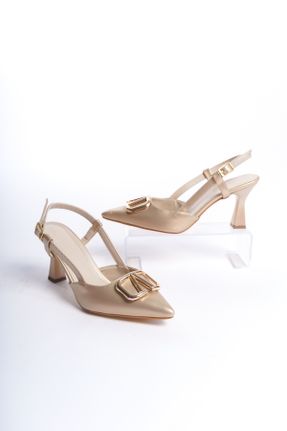 کفش پاشنه بلند کلاسیک طلائی زنانه چرم مصنوعی پاشنه نازک پاشنه متوسط ( 5 - 9 cm ) کد 728614803