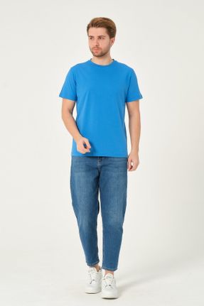 تی شرت آبی مردانه رگولار یقه گرد کد 803366716