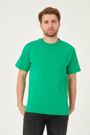 تی شرت سبز مردانه اورسایز یقه گرد کد 803367863