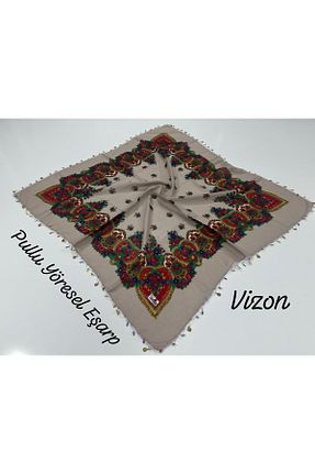 شال قهوه ای زنانه پنبه پلی استر YILDIZ SCARF - کد 805048324