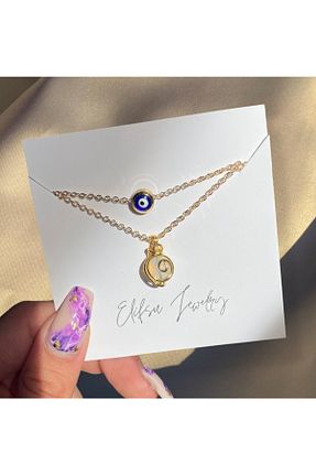 گردنبند جواهر سفید زنانه سنگ طبیعی Elifsu Jewelry - کد 805104810