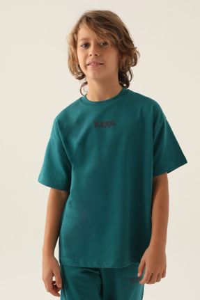 تی شرت سبز بچه گانه رگولار یقه گرد تکی کد 805759073