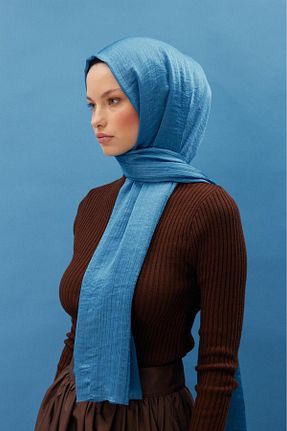روسری آبی ساده Ahel Tasarım - کد 804410182