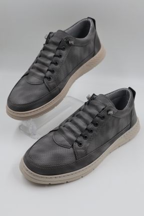 کفش کژوال طوسی مردانه چرم مصنوعی پاشنه کوتاه ( 4 - 1 cm ) پاشنه ساده کد 805343039