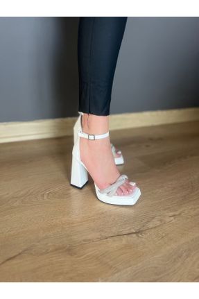 کفش پاشنه بلند کلاسیک سفید زنانه ساتن پاشنه پلت فرم پاشنه بلند ( +10 cm) کد 805342932