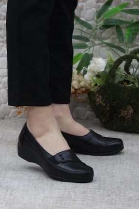 کفش پاشنه بلند پر مشکی زنانه پاشنه کوتاه ( 4 - 1 cm ) چرم مصنوعی پاشنه پر کد 805506053