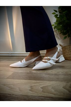 کفش پاشنه بلند کلاسیک سفید زنانه پاشنه ضخیم پاشنه کوتاه ( 4 - 1 cm ) کد 805477639