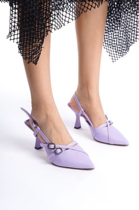 کفش پاشنه بلند کلاسیک بنفش زنانه پاشنه نازک چرم لاکی پاشنه متوسط ( 5 - 9 cm ) کد 805513598