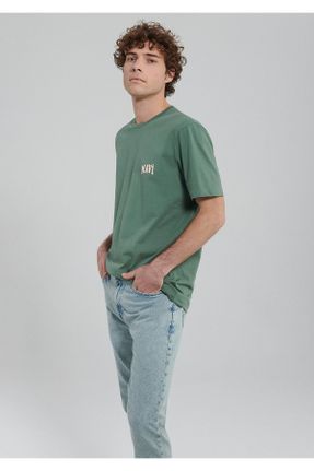 تی شرت سبز مردانه رگولار پنبه (نخی) یقه گرد تکی کد 799787076