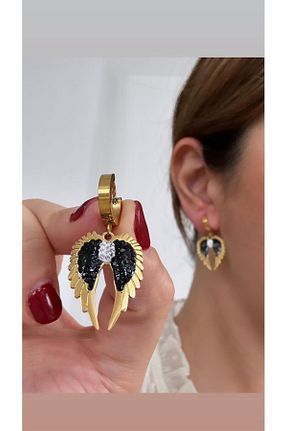 گوشواره استیل (فولاد) طلائی زنانه استیل (فولاد) Pelin Aksesuar - کد 805334544