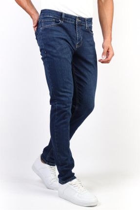 شلوار جین آبی مردانه پاچه تنگ فاق بلند جین اسلیم بلند کد 754533262