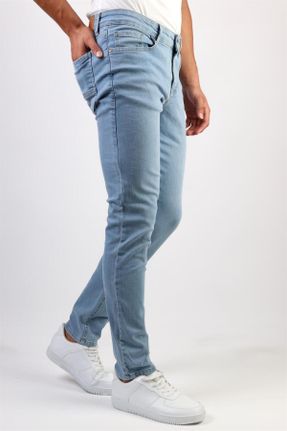 شلوار جین آبی مردانه پاچه تنگ فاق بلند جین اسلیم بلند کد 754532753