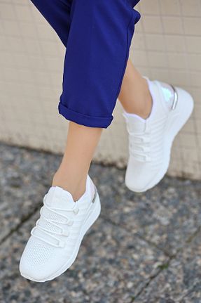 کفش بیرون سفید زنانه پارچه ای LEYDİ SHOES - کد 805491796