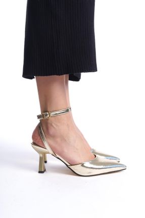 کفش پاشنه بلند کلاسیک طلائی زنانه پاشنه متوسط ( 5 - 9 cm ) پاشنه نازک کد 805817327