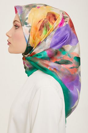 روسری قهوه ای کرپ ساتن ابریشم Armine - کد 805793238