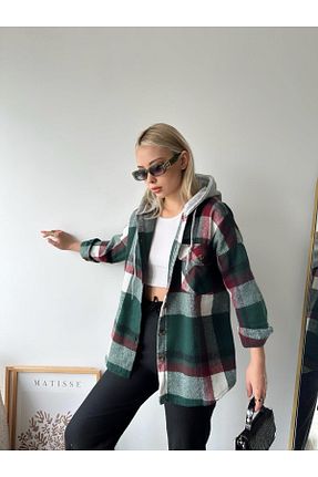 پیراهن سبز زنانه اورسایز MAMAYAGA - کد 796892325