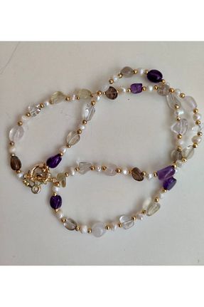 گردنبند جواهر بنفش زنانه سنگ boncuksepeti - کد 805852900