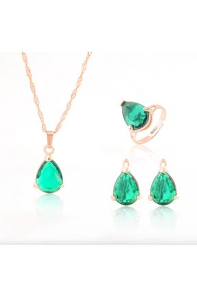 ست جواهر سبز زنانه روکش طلا 5