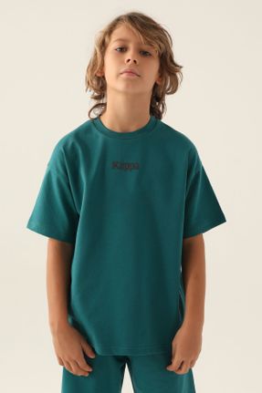 تی شرت سبز بچه گانه رگولار یقه گرد تکی کد 805759073