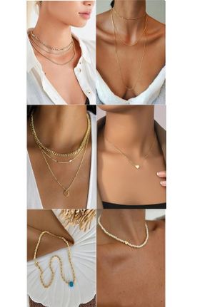 گردنبند جواهر طلائی زنانه روکش طلا کد 805387727
