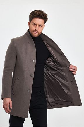 پالتو پشمی قهوه ای مردانه رگولار TREND KOMBİN - کد 805392970