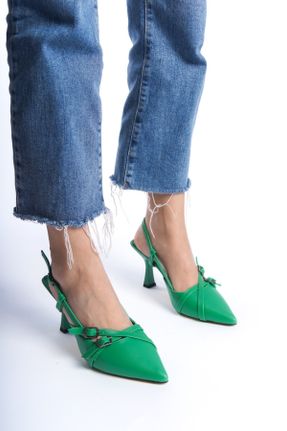 کفش پاشنه بلند کلاسیک سبز زنانه چرم لاکی پاشنه نازک پاشنه متوسط ( 5 - 9 cm ) کد 805513875