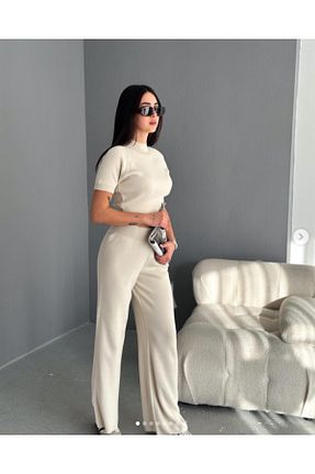 ست بالاتنه و پائین تنه طوسی زنانه تریکو Leo Ferre - کد 805226069