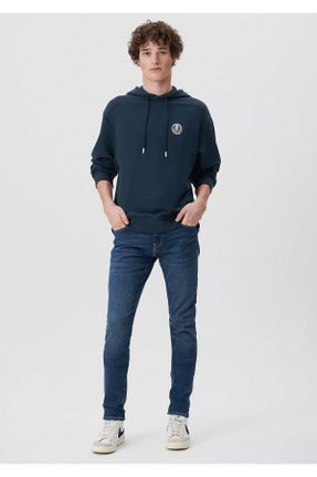 شلوار جین آبی مردانه پاچه تنگ الاستن کد 57149800